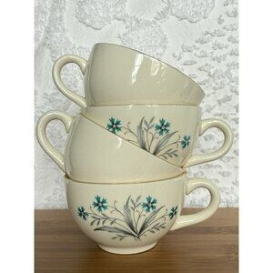 Taylor Smith Taylor Coffee Cups Set Of 4 MCM Turquoise Floral Bachelor Button